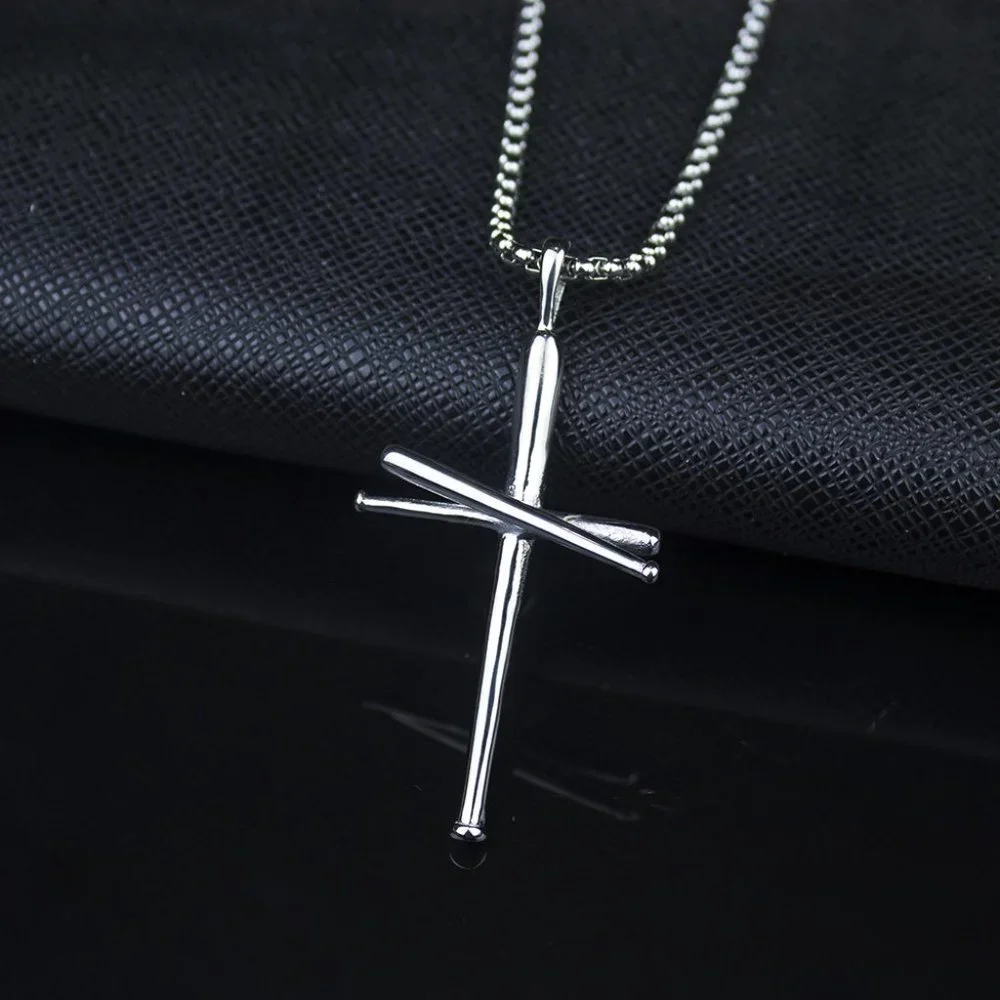 ❤️Punk rivet nail cross couple pendant necklace for women/men, N90201P218